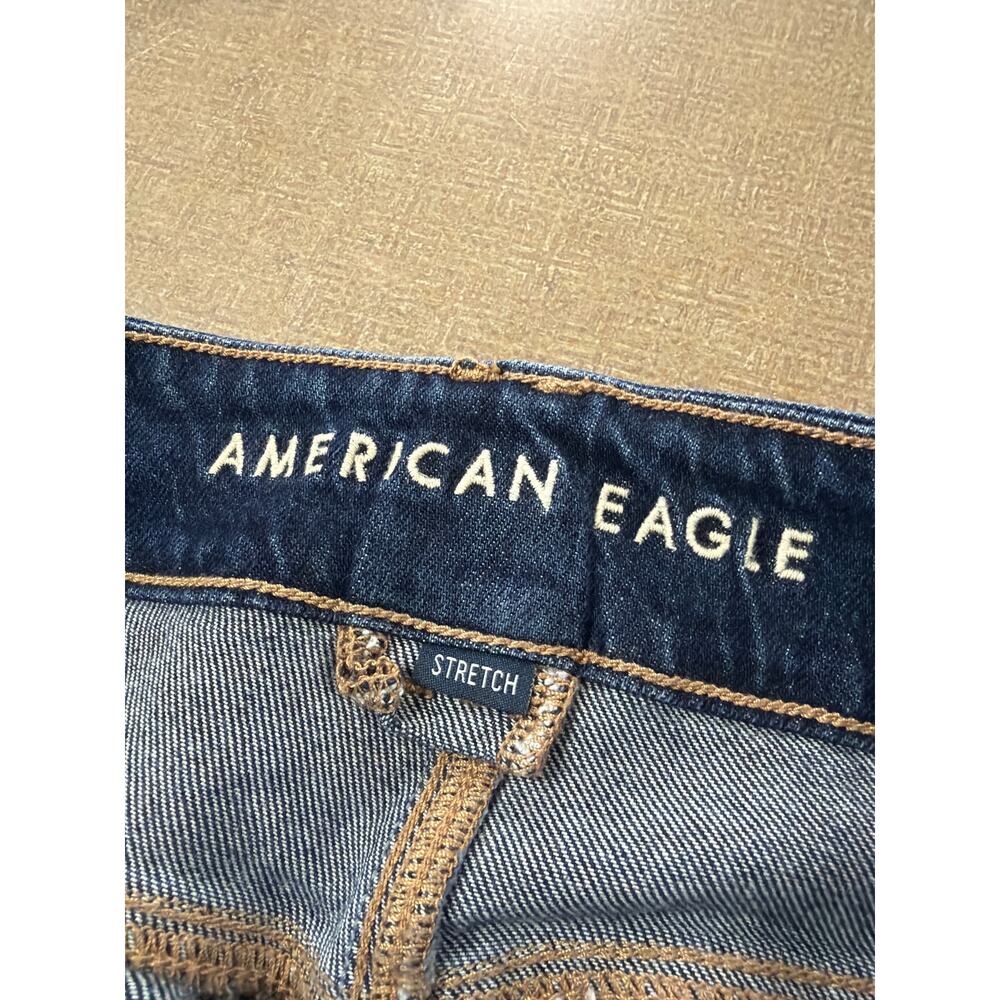 American Eagle Dark Wash Low Rise Flare Jeans Wide Leg women's 12 - Picture 3 of 5